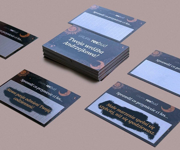 Zdrapki andrzejkowe w formacie wizytówkowym