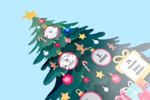 Zdrapka adwentowa w kształcie choinki